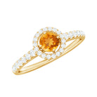 Minimalist Citrine Diamond Engagement Ring with Halo AAA - Rosec Jewels