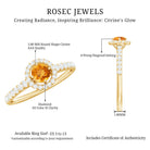 Minimalist Citrine Diamond Engagement Ring with Halo AAA - Rosec Jewels