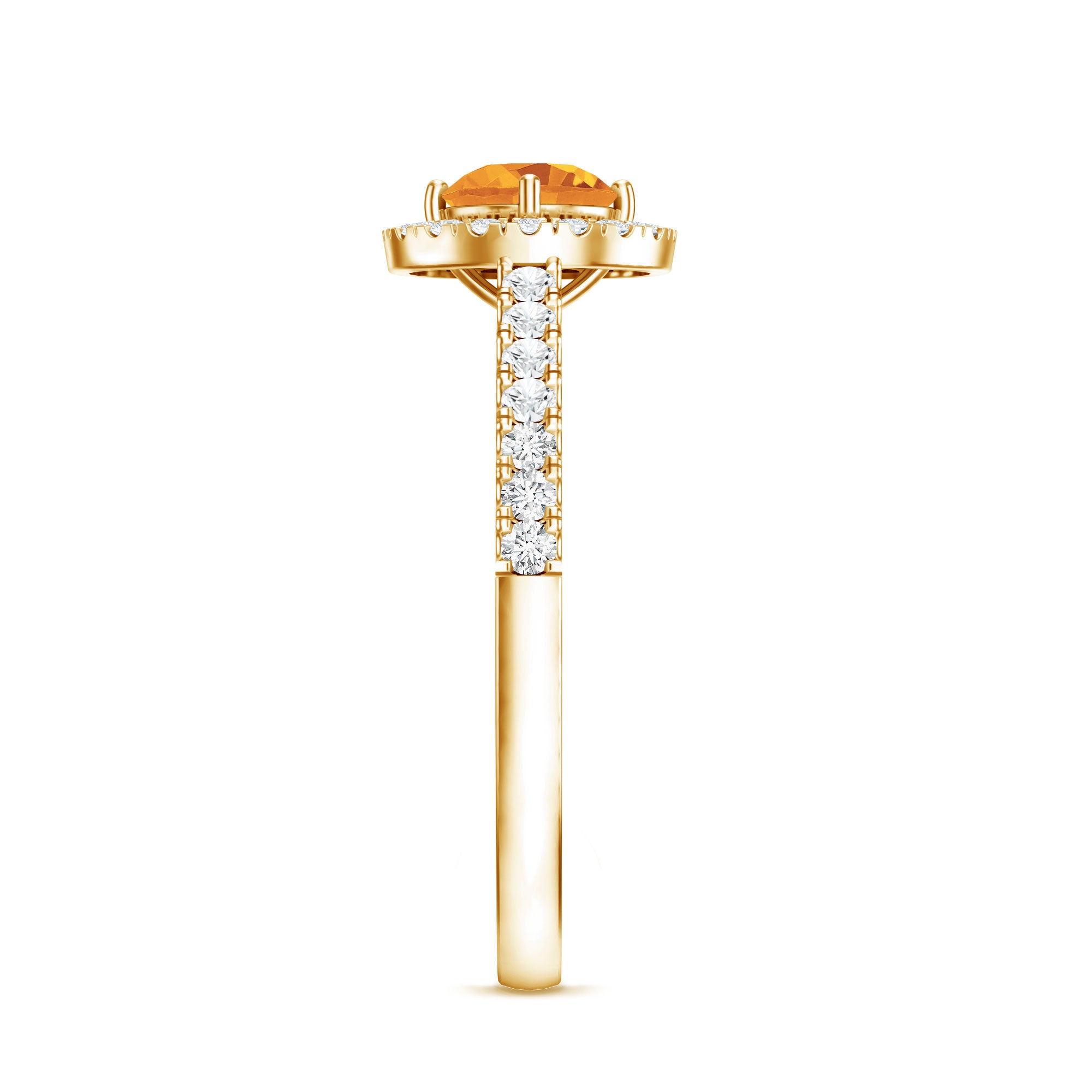 Minimalist Citrine Diamond Engagement Ring with Halo AAA - Rosec Jewels