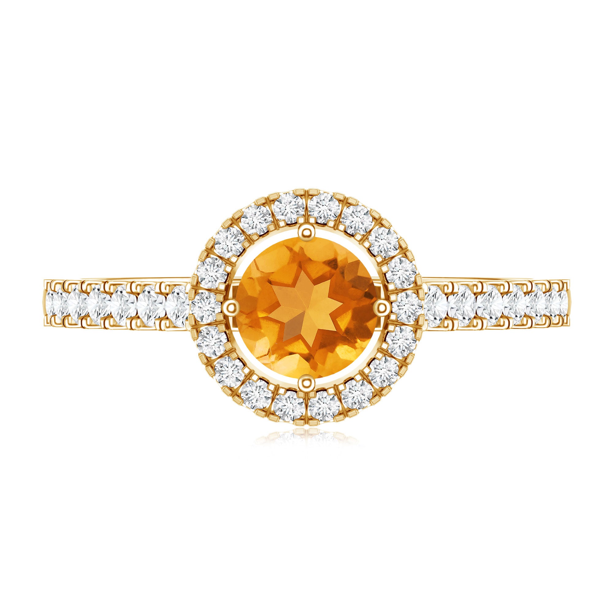 Minimalist Citrine Diamond Engagement Ring with Halo AAA - Rosec Jewels