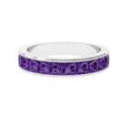 Natural Princess Cut Amethyst Half Eternity Ring for Women AAA - Rosec Jewels