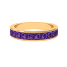 Natural Princess Cut Amethyst Half Eternity Ring for Women AAA - Rosec Jewels