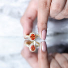 1.5 Carat Lab Grown Orange Sapphire Engagement Ring with Diamond Halo AAAA - Rosec Jewels