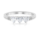 3/4 CT Heart Shape Zircon Three Stone Promise Ring AAAA - Rosec Jewels