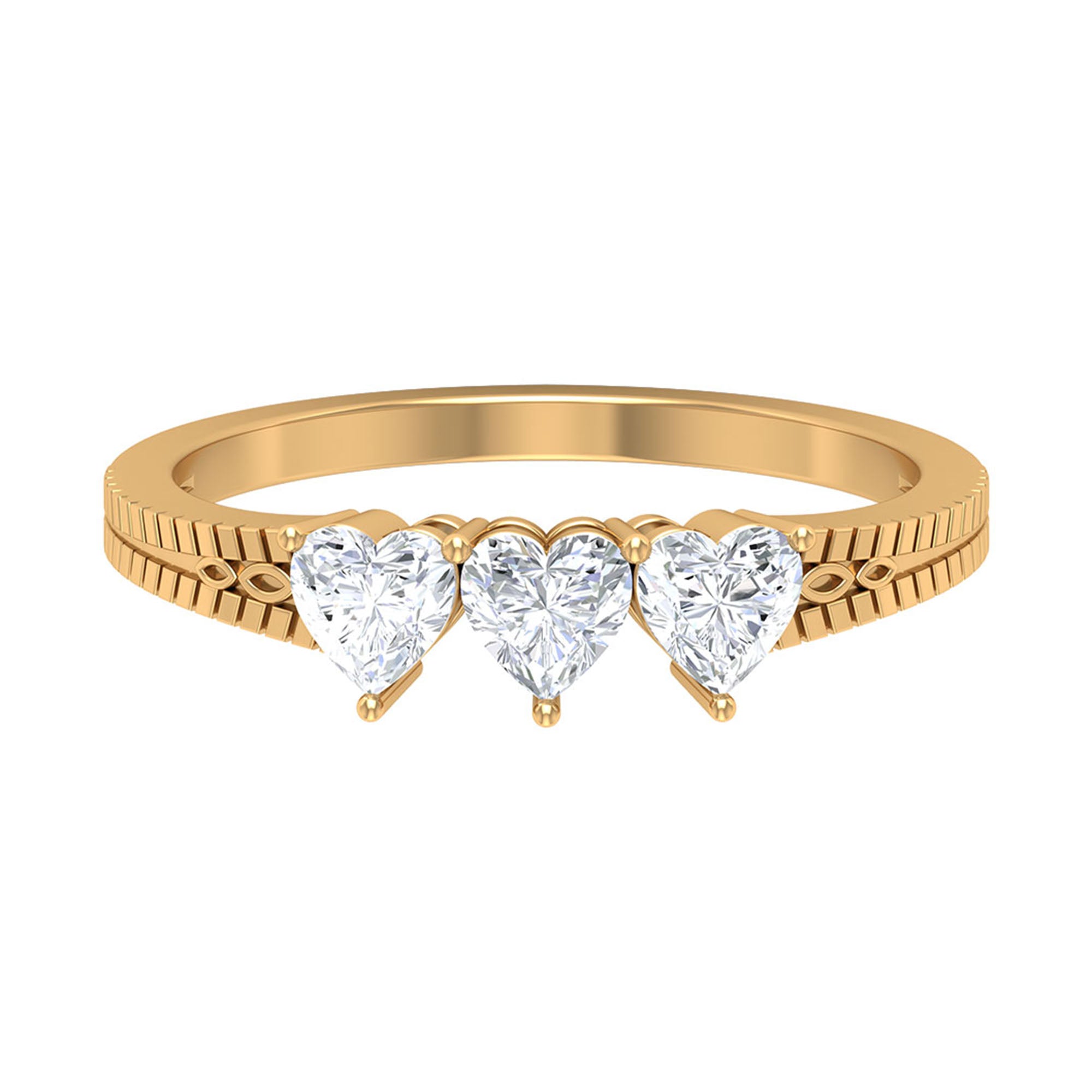 3/4 CT Heart Shape Zircon Three Stone Promise Ring AAAA - Rosec Jewels