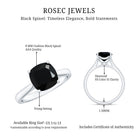 Rosec Jewels-2 Carat Cushion Cut Black Spinel Solitaire Engagement Ring