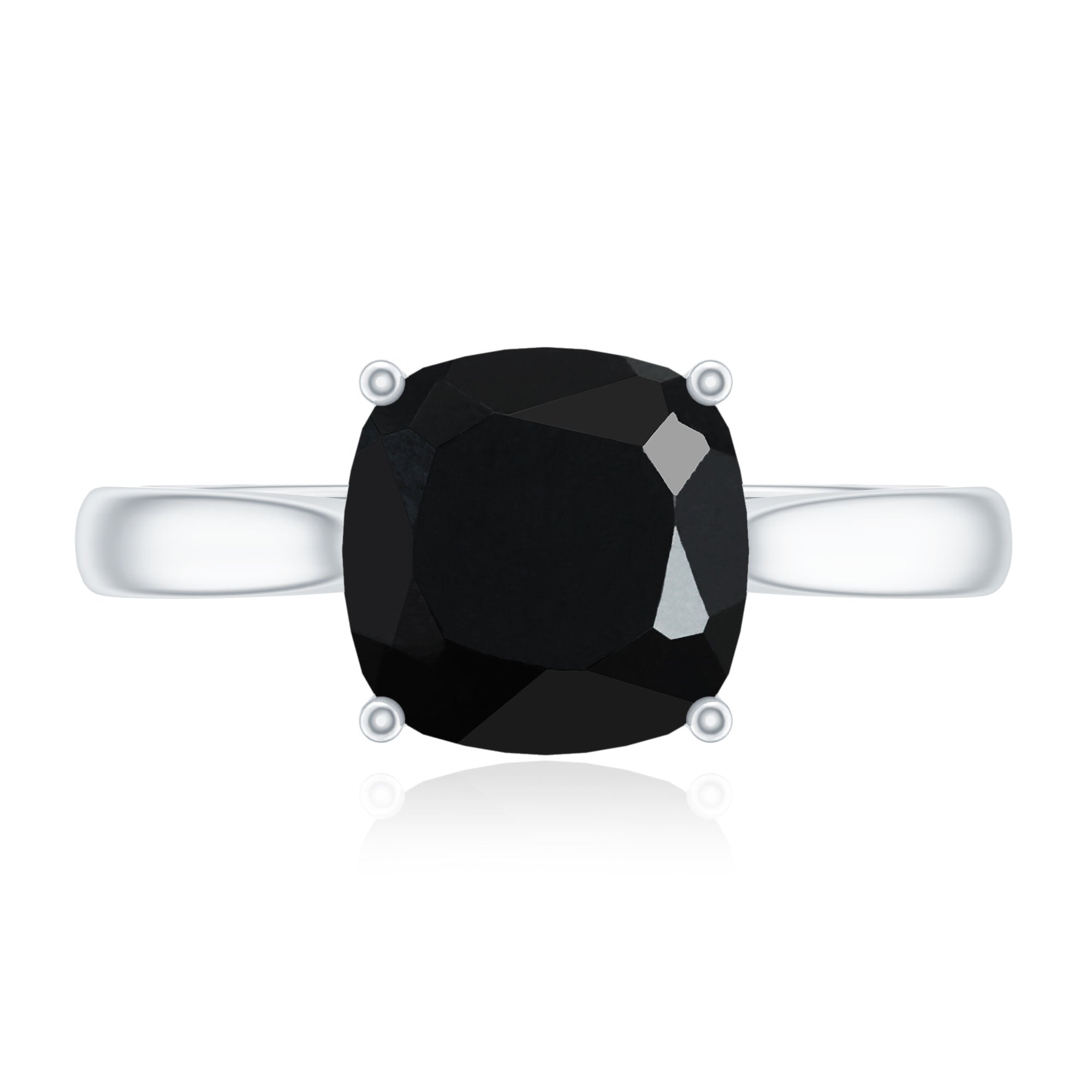 Rosec Jewels-2 Carat Cushion Cut Black Spinel Solitaire Engagement Ring