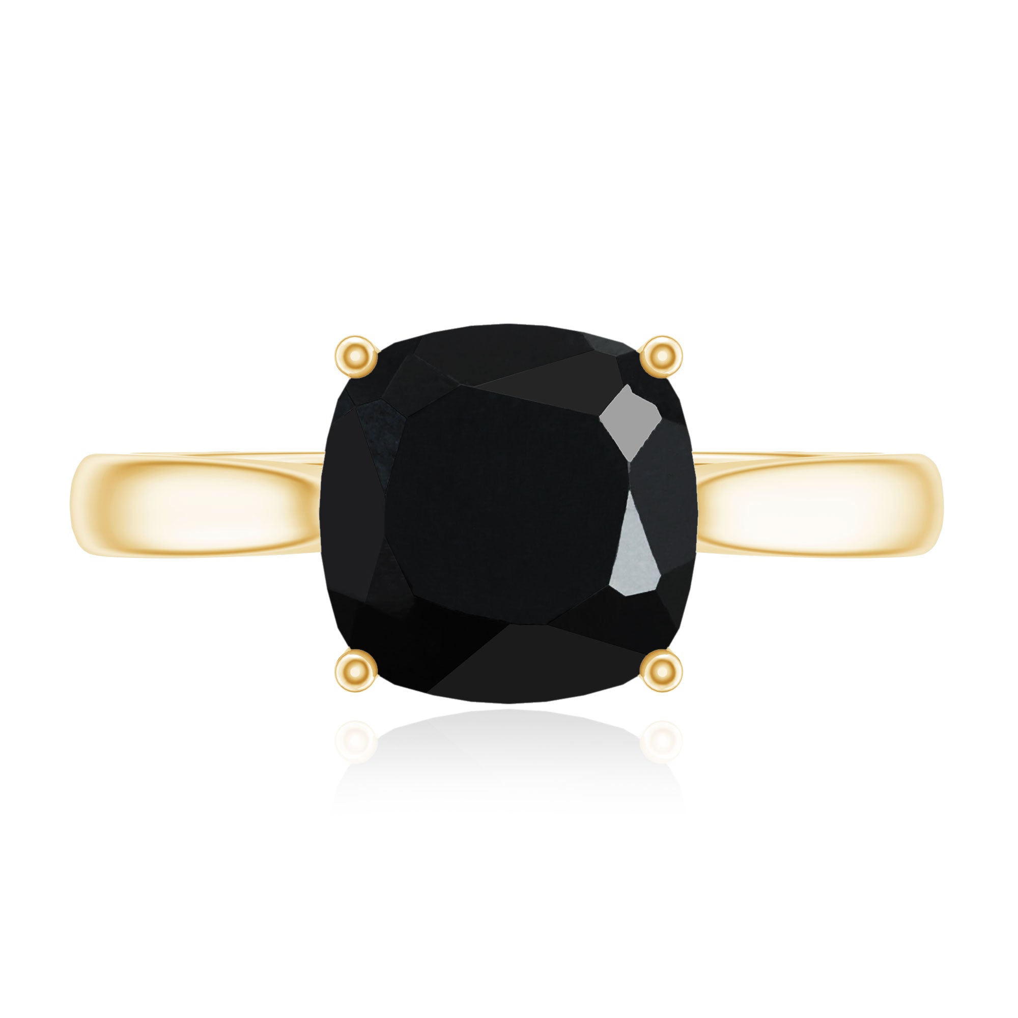 Rosec Jewels-2 Carat Cushion Cut Black Spinel Solitaire Engagement Ring