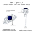 Vintage Looking Blue Sapphire with Diamond Halo Engagement Ring AAA - Rosec Jewels