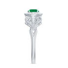 AAA Quality Emerald and Diamond Vintage Inspired Engagement Ring AAA - Rosec Jewels