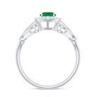 AAA Quality Emerald and Diamond Vintage Inspired Engagement Ring AAA - Rosec Jewels