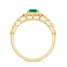Vintage Looking Emerald Engagement Ring with Diamond Halo AAA - Rosec Jewels
