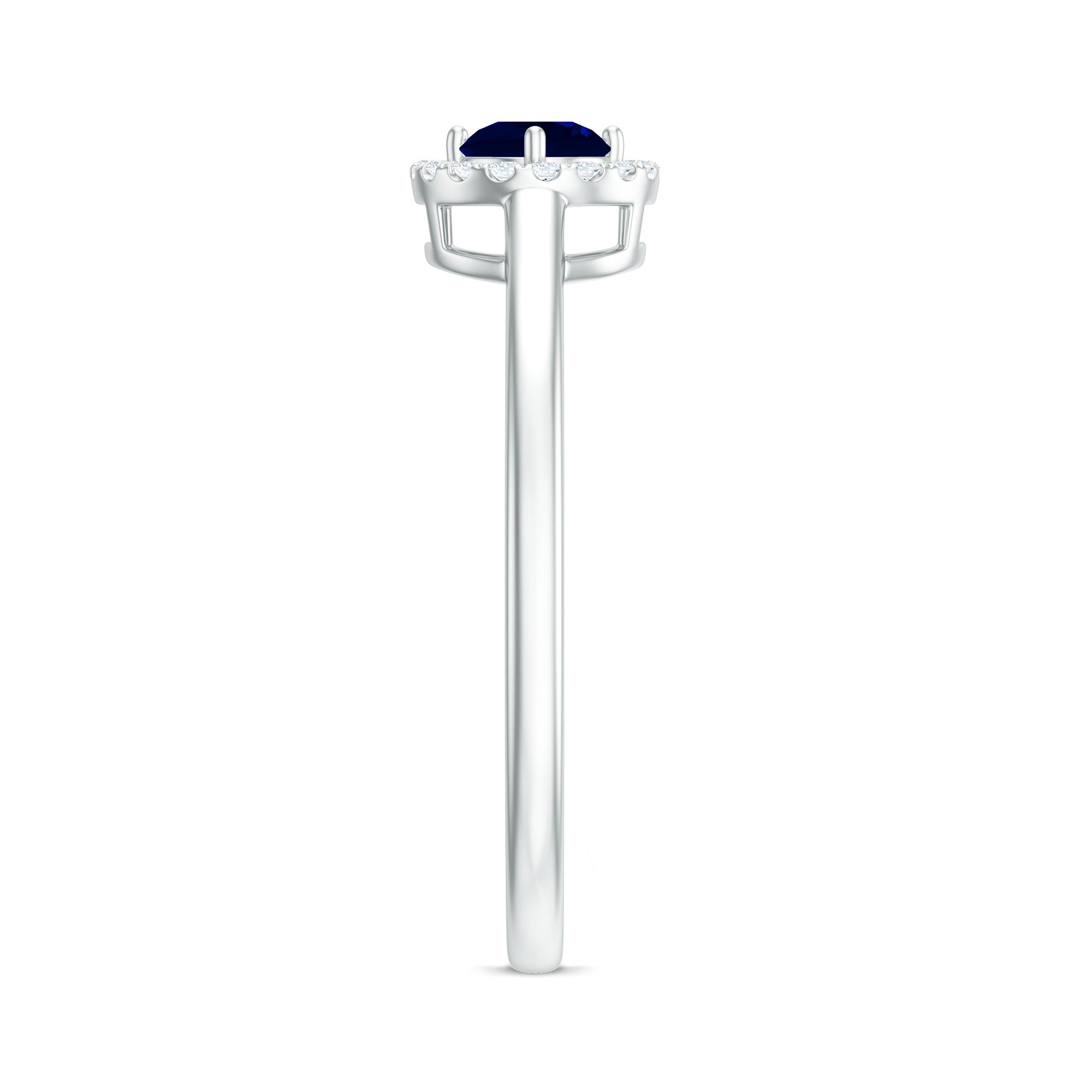 Rosec Jewels-Dainty Blue Sapphire and Diamond Floating Halo Ring
