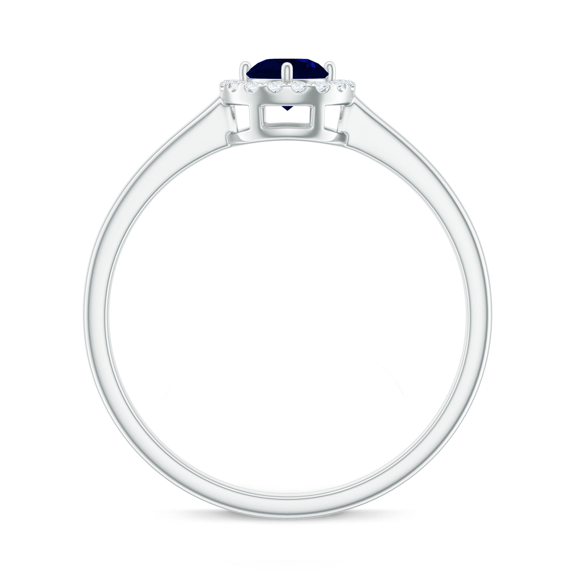 Rosec Jewels-Dainty Blue Sapphire and Diamond Floating Halo Ring