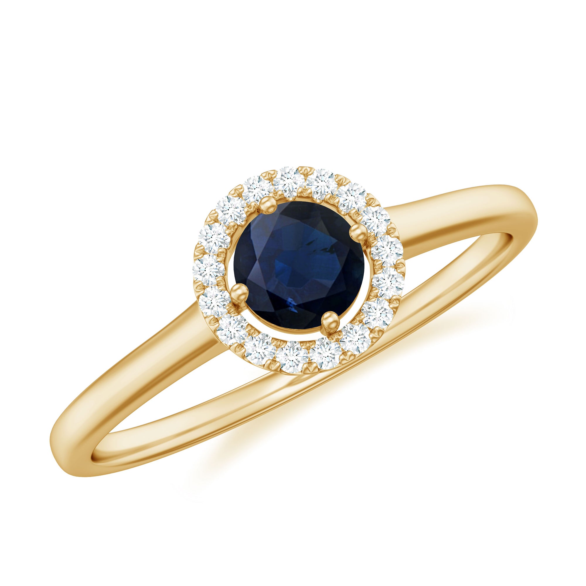 Rosec Jewels-Dainty Blue Sapphire and Diamond Floating Halo Ring