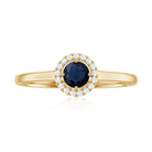 Rosec Jewels-Dainty Blue Sapphire and Diamond Floating Halo Ring