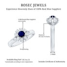 Real Blue Sapphire Flower Engagement Ring with Diamond AAA - Rosec Jewels