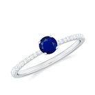 Real 0.9 Carat Blue Sapphire Promise Ring with Diamonds AAA - Rosec Jewels
