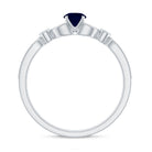 Rosec Jewels-Vintage Inspired Blue Sapphire and Diamond Engagement Ring with Milgrain Details