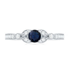 Rosec Jewels-Vintage Inspired Blue Sapphire and Diamond Engagement Ring with Milgrain Details
