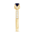 Rosec Jewels-Vintage Inspired Blue Sapphire and Diamond Engagement Ring with Milgrain Details