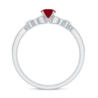 Vintage Style 0.6 Carat Ruby Diamond Engagement Ring for Women AAA - Rosec Jewels