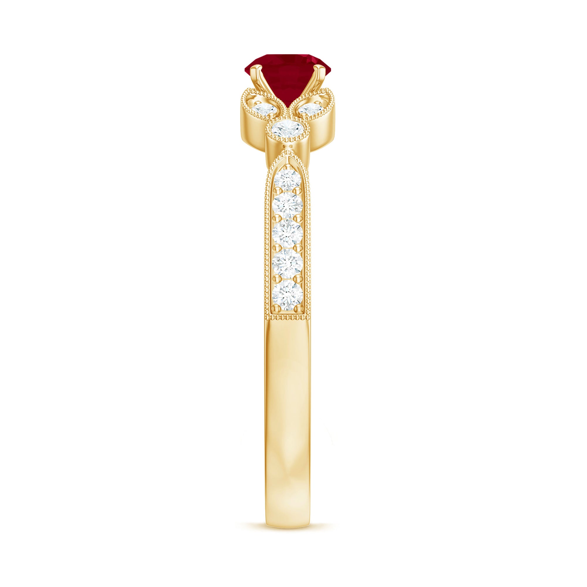 Rosec Jewels-Vintage Style 0.6 Carat Ruby Diamond Engagement Ring for Women