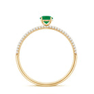 Classic Emerald Solitaire Engagement Ring with Real Diamond Side Stones AAA - Rosec Jewels