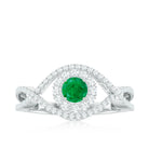 Natural Emerald Engagement Ring with Diamond Crossover Shank AAA - Rosec Jewels