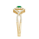 Natural Emerald Engagement Ring with Diamond Crossover Shank AAA - Rosec Jewels