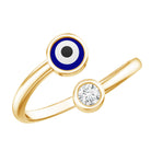 Bezel Set Moissanite and Enameled Evil Eye Ring D-VS1 - Rosec Jewels