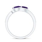 Rosec Jewels-Vintage Inspired Amethyst 2 Stone Bypass Engagement Ring with Diamond