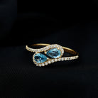 0.7 Carat Aquamarine Two Stone Engagement Ring with Diamond AAA - Rosec Jewels