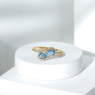 0.7 Carat Aquamarine Two Stone Engagement Ring with Diamond AAA - Rosec Jewels