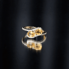 Pear Shape Citrine Two Stone Engagement Ring with Diamond AAA - Rosec Jewels