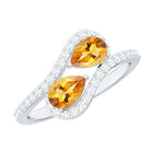 Pear Shape Citrine Two Stone Engagement Ring with Diamond AAA - Rosec Jewels