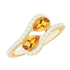 Pear Shape Citrine Two Stone Engagement Ring with Diamond AAA - Rosec Jewels