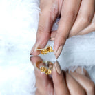 Pear Shape Citrine Two Stone Engagement Ring with Diamond AAA - Rosec Jewels