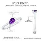 Natural 1 Carat Pear Shaped Amethyst Engagement Ring with Diamond AAA - Rosec Jewels