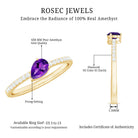 Natural 1 Carat Pear Shaped Amethyst Engagement Ring with Diamond AAA - Rosec Jewels