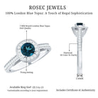 Vintage Looking London Blue Topaz Engagement Ring with Diamond Halo AAA - Rosec Jewels