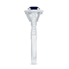 Rosec Jewels-Round 0.9 Carat Blue Sapphire Antique Engagement Ring with Diamond Halo
