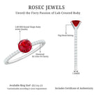 Rosec Jewels-Round Cut Lab Grown Ruby Engagement Ring with Diamond
