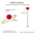 Rosec Jewels-Round Cut Lab Grown Ruby Engagement Ring with Diamond
