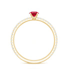 Round Cut Lab Grown Ruby Engagement Ring with Diamond AAAA - Rosec Jewels