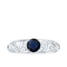 Certified 0.9 Carat Real Blue Sapphire and Diamond Vintage Looking Engagement Ring AAA - Rosec Jewels
