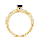 Certified 0.9 Carat Real Blue Sapphire and Diamond Vintage Looking Engagement Ring AAA - Rosec Jewels
