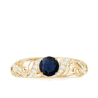 Certified 0.9 Carat Real Blue Sapphire and Diamond Vintage Looking Engagement Ring AAA - Rosec Jewels