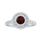 Vintage Looking Garnet Engagement Ring in Bezel Setting AAA - Rosec Jewels