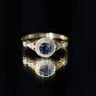 5mm London Blue Topaz Antique Engagement Ring with Diamond Halo AAA - Rosec Jewels